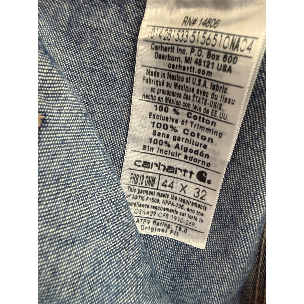 Carhartt Men Flame Resistant Work Jean Original Fit 44 x 32 Blue Utility - Picture 4 of 6